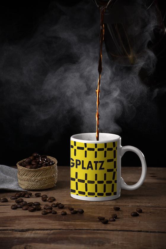 U-Bahn Dortmund Kaffeebecher Kaffeetasse U-Bahnhof Borsigplatz Linie U44 von tom bäcker Geschenkidee Fussballfan Fussball,  Heimspiel, Spieltag, Schwatzgelb, Fussballhauptstadt, Tempel, Stadion, Nordrhein Westfalen