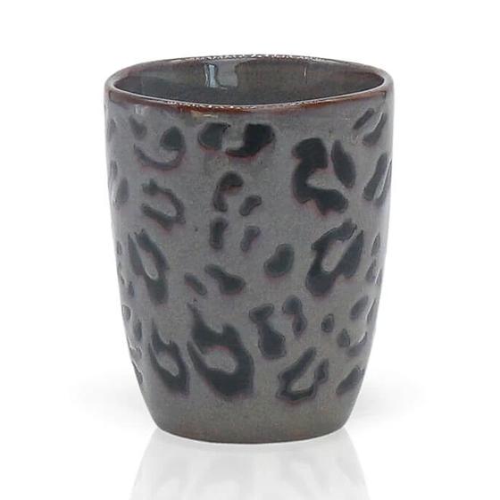 MEA-Living Stoneware Becher aus Keramik  Leo-Muster - dunkelgrau - 280ml - 2er Set