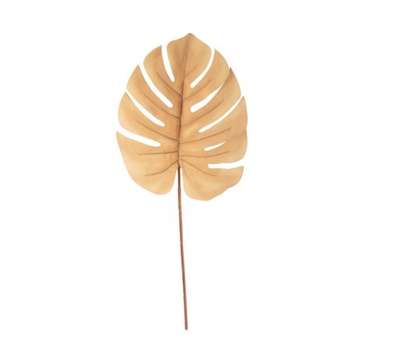 Kunstpflanze | Künstlicher Monstera Zweig (Einblatt) - Sandbraun