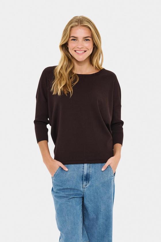 SAINT TROPEZ MilaSZ R-Neck Pullover 30500003 - schoko-braun