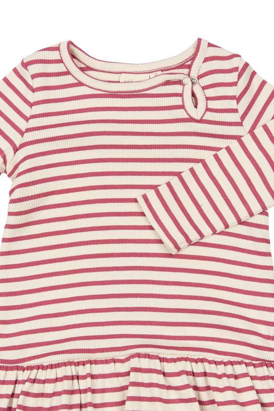 Petit Piao Langarmkleid Sky Striped Mauvewood