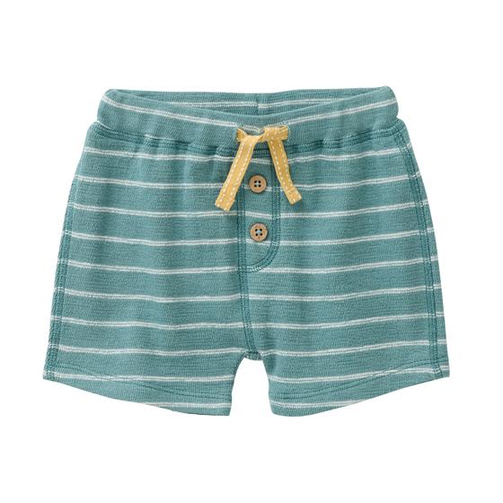 People wear Organic Sweat Bermuda Petrol Geringelt