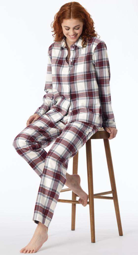 Schiesser Pyjama lang Webware multicolor kariert - X-Mas Family
