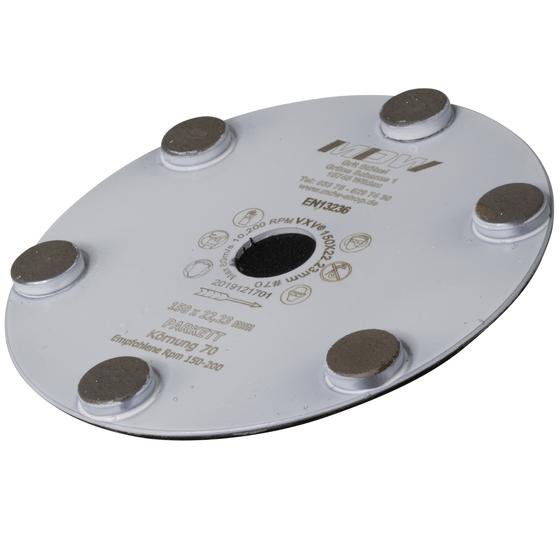 Diamant Schleifscheibe <br> Ø 150 mm x Körnung 70 <br> mit Klettaufnahme <br> zum Schleifen von Parketten