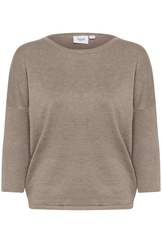 SAINT TROPEZ MilaSZ R-Neck Pullover 30500003 - beige-braun melange