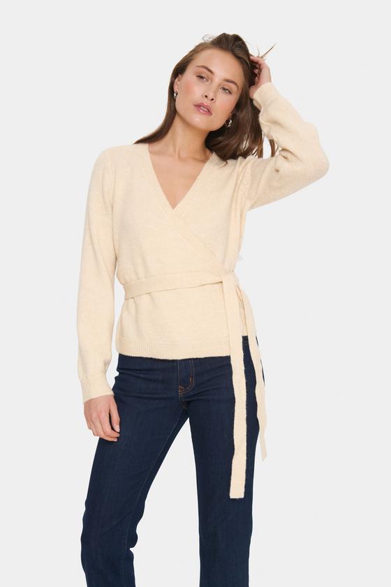 SAINT TROPEZ LarnaSZ Wrap Cardigan 30514147 - creme