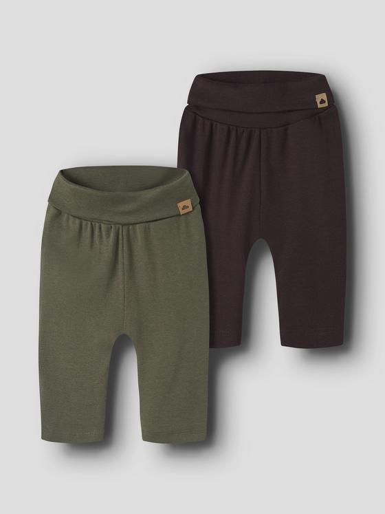Name It 2er Pack Baby Pants Olive Night Chocolate