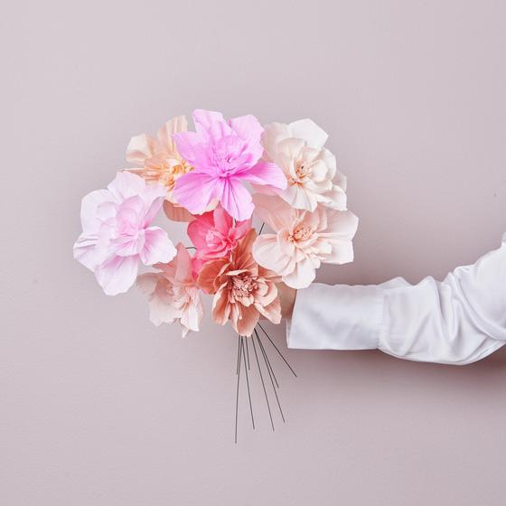 RICO DESIGN Krepp-Papier-Blüten - rosa-coralle-pastel - 8er Set