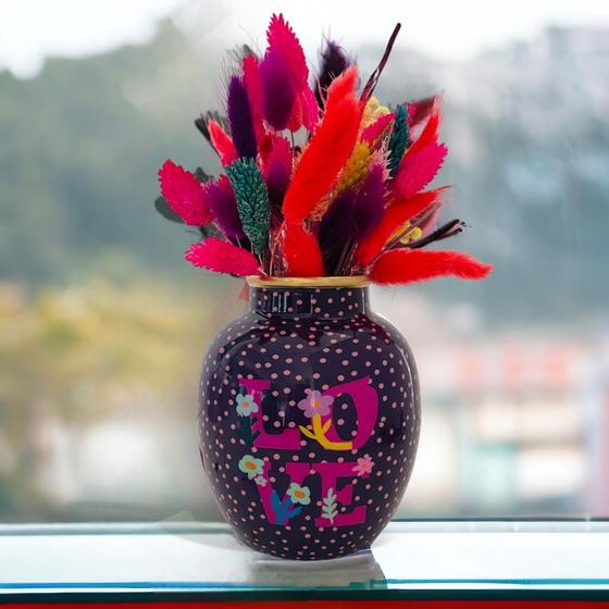 NOI Hamburg Deko Vase LOVE - lila-bunt