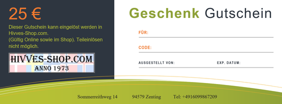 Gutschein Hivves-Shop.com 25€