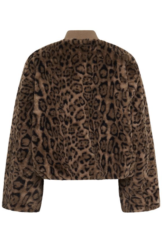 SOAKED Bomber Jacke Teddyfell SLEstacia Leo-Muster 30409649 -  braun-schwarz