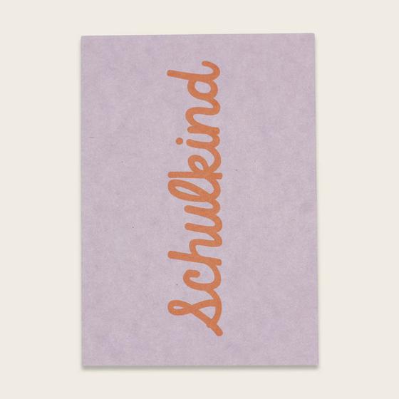 ava&yves Postkarte - Schulkind Flieder Rosa