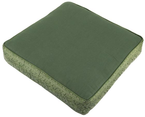 Orientalisches eckiges Patchwork Kissen 50 cm, Sitzkissen, Bodenkissen mit Baumwollfüllung - grün