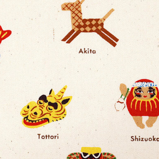 Japanischer Baumwoll-Oxford mit traditionellen Spielzeugmotiven aus der Kollektion Japanese Local Toys von KOKKA.