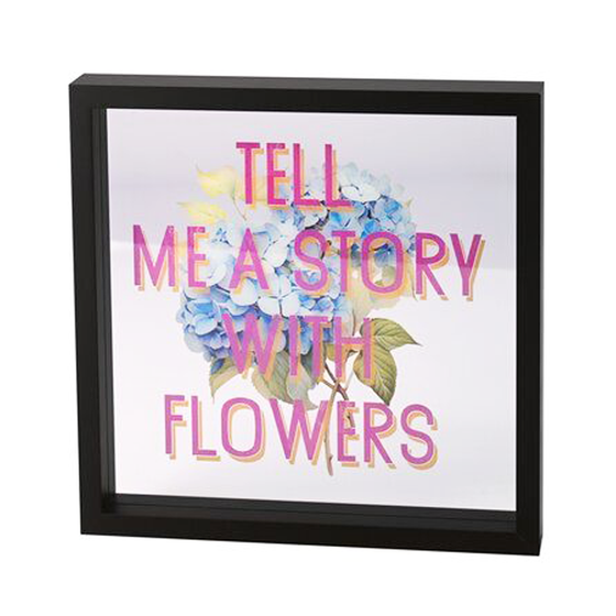 GIFTCOMPANY Glasbild TELL ME A STORY WITH FLOWERS - schwarz-pink
