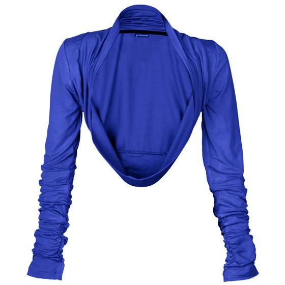 goldmarie Yoga Bolero Jacke Short LOVE PEACE MOIN Neonschrift Label - royal blau