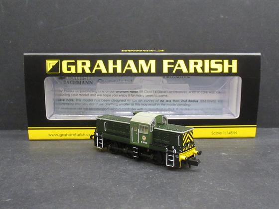 Graham Farish 372-950A Diesellok Class 14 D9522 BR (England) Green Wasp Strips Next 18 Spur N OVP