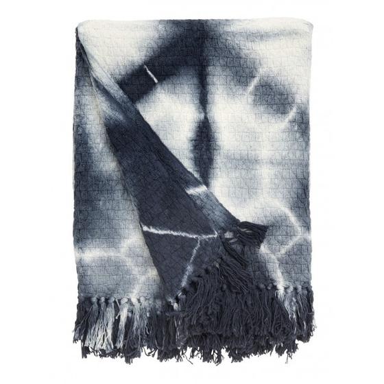 Decke | Zier-/ Picknickdecke Tie-Dye - blau/weiss 