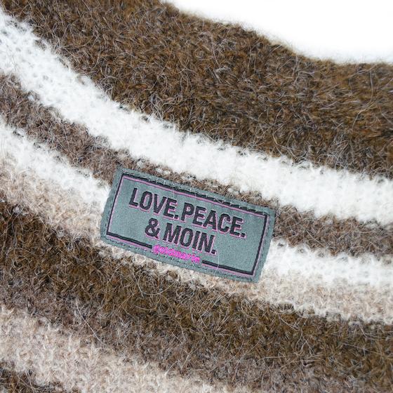 goldmarie Strickjacke LOVE PEACE MOIN - gestreift - braun-weiß