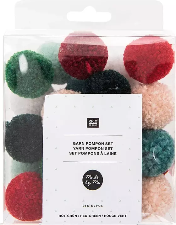 Rico Design Garn Pompon Set Rot-Grün