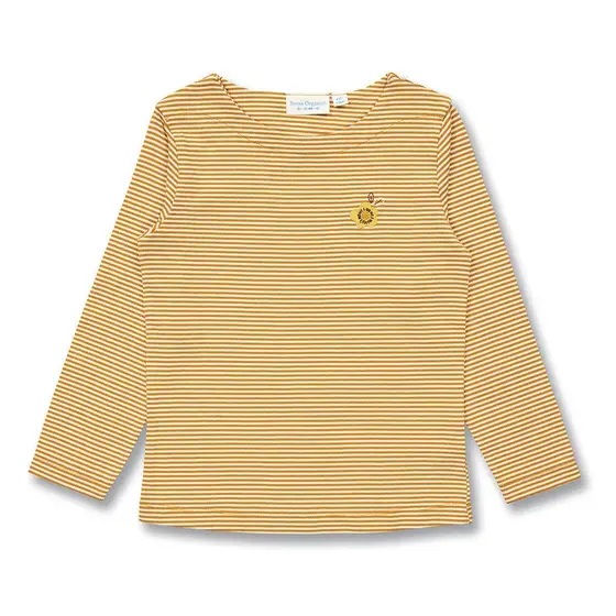 Sense Organics Langarmshirt Aluna Flower Geringelt Curry