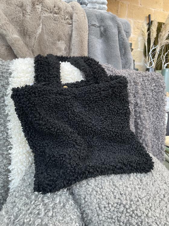 Shopper in TEDDY Felloptik schwarz