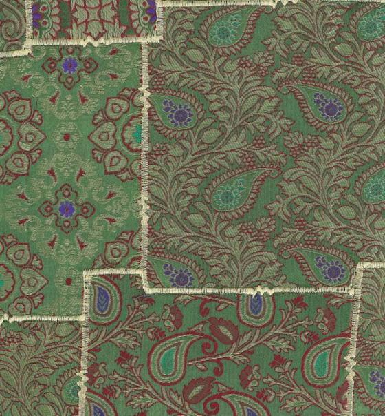 Orientalisches eckiges Patchwork Kissen 50 cm, Sitzkissen, Bodenkissen mit Baumwollfüllung - grün