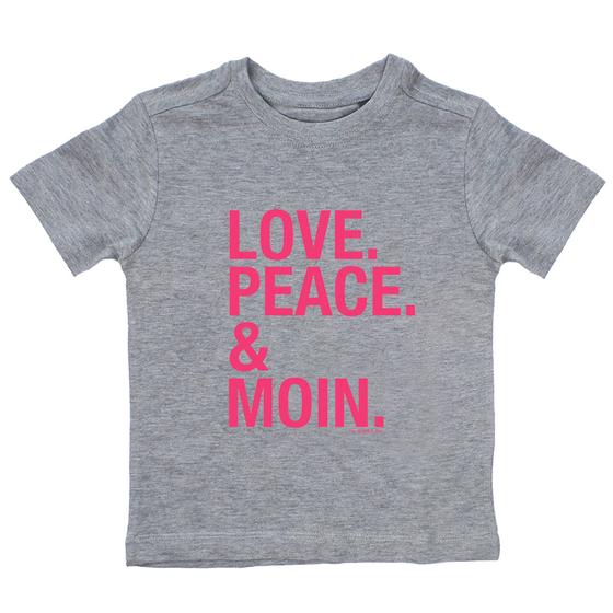 goldmarie LOVE PEACE MOIN Kinder T-Shirt Susi grau-melange-pink 