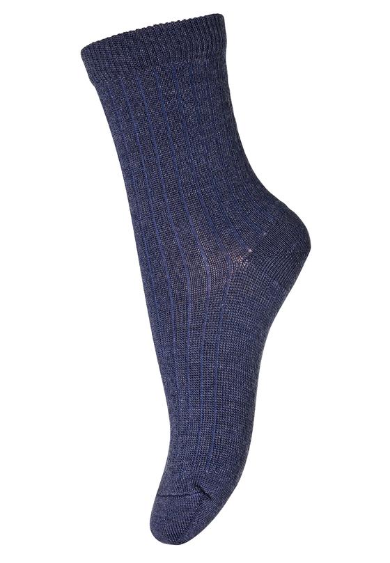 MP Denmark Socken Merinowolle Ripp Dark Denim Melange
