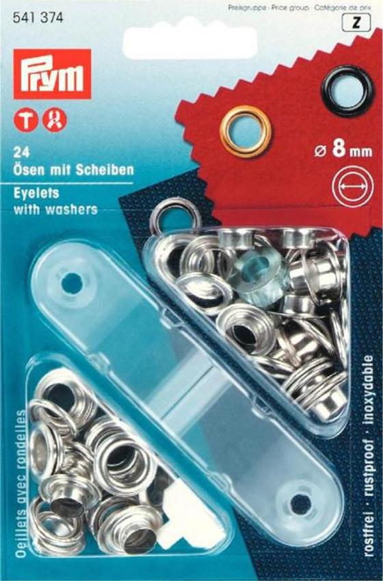 Ösen mit Scheiben 8mm silber 541374