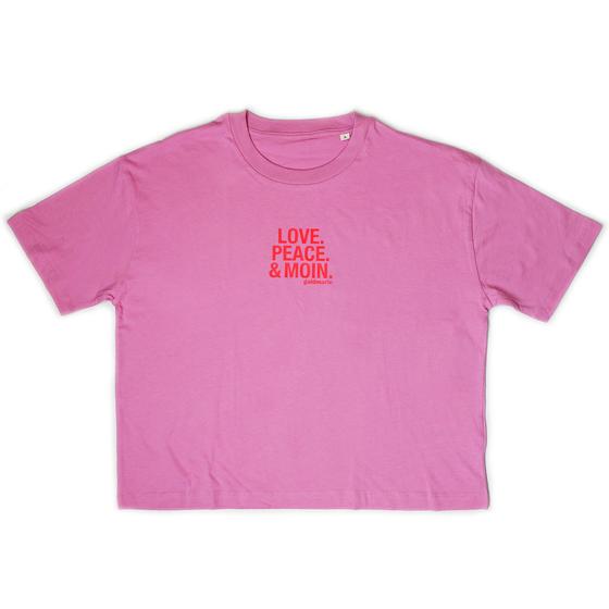 goldmarie LOVE PEACE MOIN T-Shirt Rosi - bubblegum neon rot