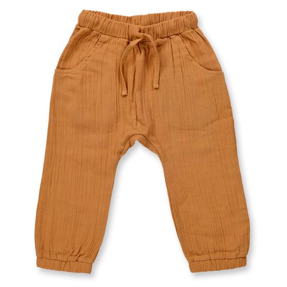 Musselin-Hose, Biobaumwolle, GOTS-zertifiziert, caramel