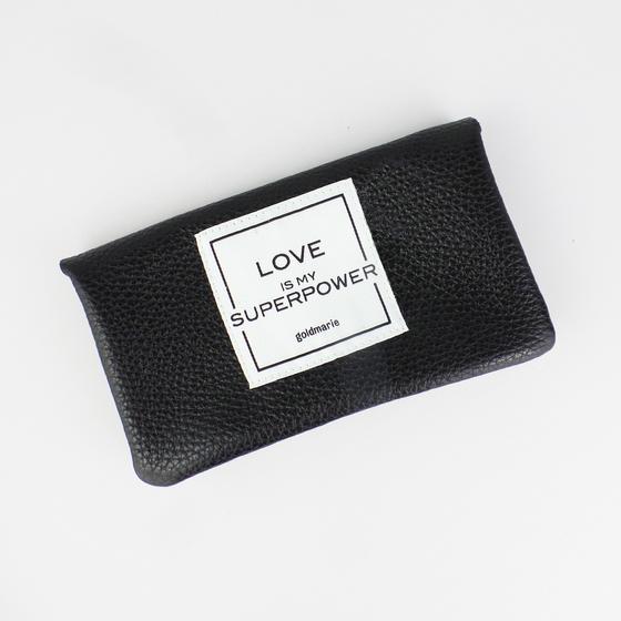 goldmarie Portemonnaie LOVE IS MY SUPERPOWER Leder schwarz - 15x9cm
