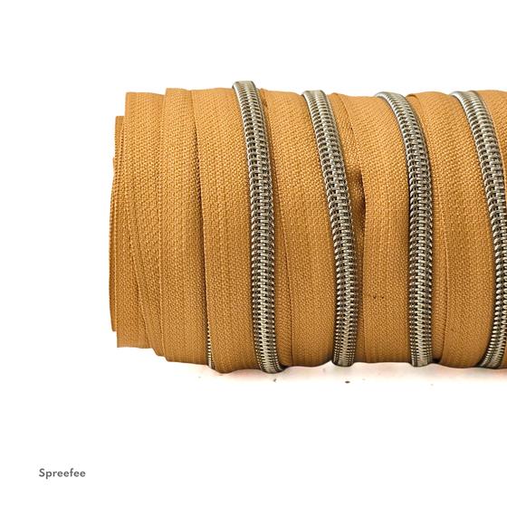 Endlos Reißverschluss umber altmessing metallisiert für Taschen nähen Made in Germany
