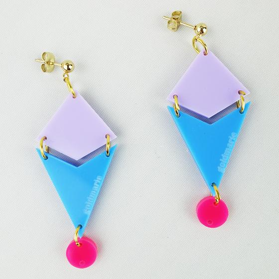 goldmarie Plexi Ohrringe Sydney - hellblau-lavendel-pink