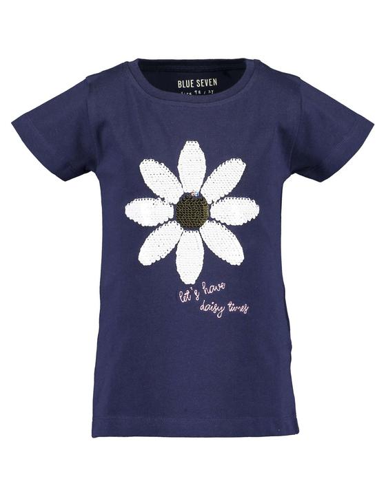 T-Shirt mit Wendepailletten, Biobaumwolle, nachtblau