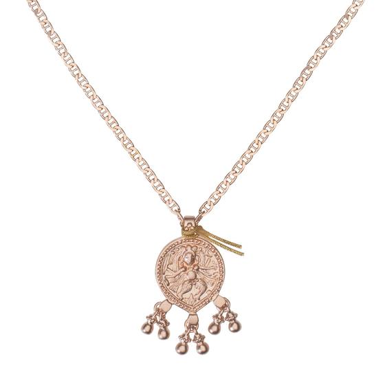 Lange Oldschool Chain mit Dancing Shiva, Roségold