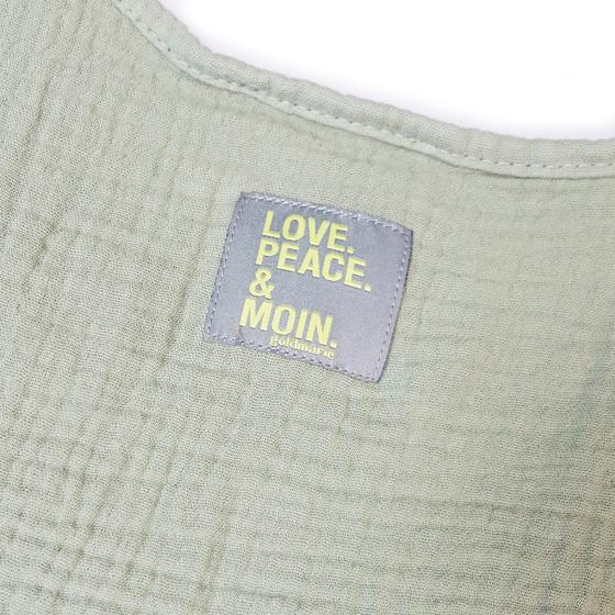 goldmarie Musselin Top LOVE PEACE MOIN pink Label - salbei grün 