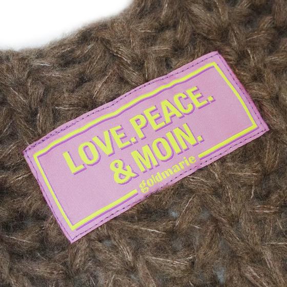 goldmarie Maxi Strickjacke LOVE Peace Moin - Grobstrick - braun