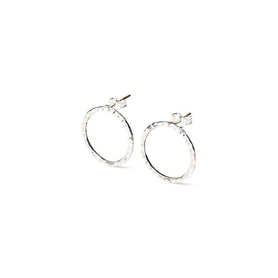 Ohrstecker Thin Circle Hammered Silber
