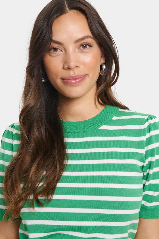 SAINT TROPEZ MilaSZ SS Striped Pullover 30513768 - grün-weiß