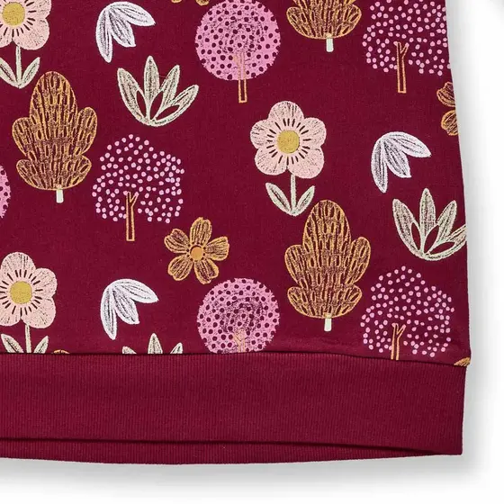 Sense Organics Sweat Dress Jola Flowers Weinrot