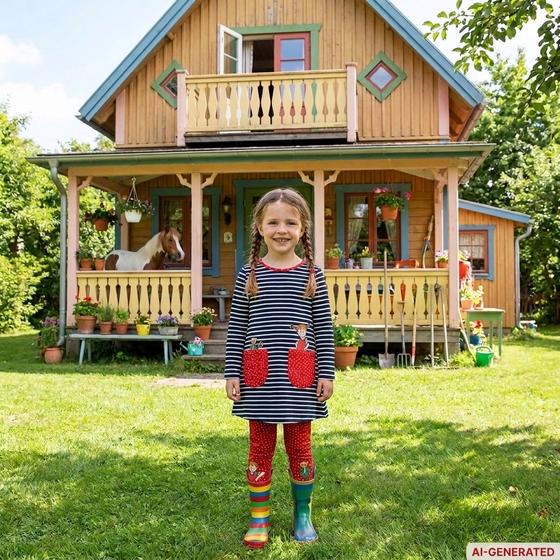 Kleid "Pippi Langstrumpf", blau-gestreift, Biobaumwolle