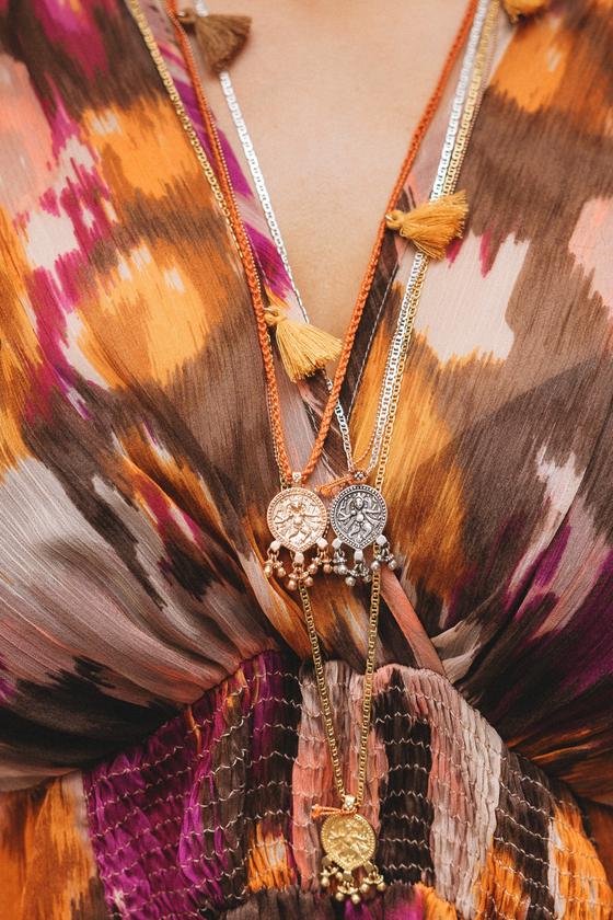 Lange Oldschool Chain mit Dancing Shiva, Roségold