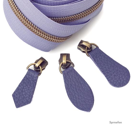 Lederzipper für Endlosreißverschluss bei Spreefee in verschiedenen Formen und Farben kaufen