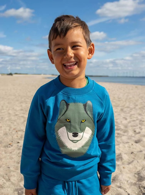 Sweatshirt "Wolf", Baumwolle, blau