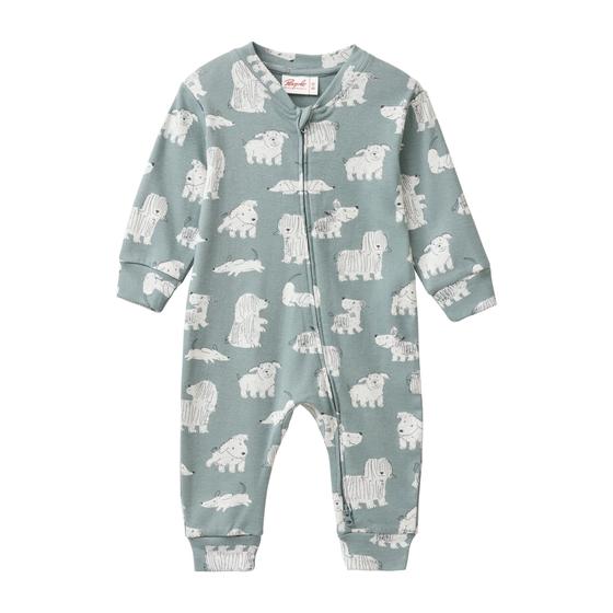 People wear Organic Langarm Overall Balsamgrün Hunde
