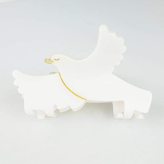 goldmarie Haarklammer TAUBE - weiß-gold - 9cm