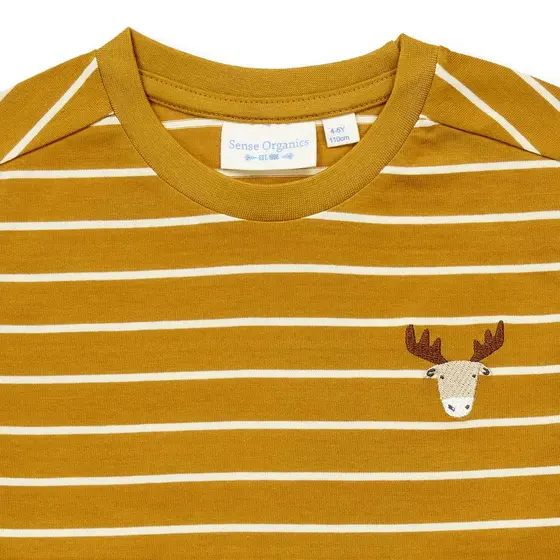 Sense Organics Langarmshirt Luke Currygelb Weiß Geringelt