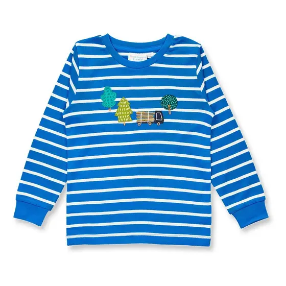 Sense Organics Pyjama Long John Blau Weiß Geringelt